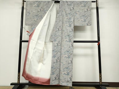 平和屋着物●本場大島紬　白大島　7マルキ　道長花文　正絹　逸品　未使用　CABD0152ut
