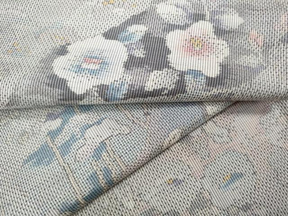 平和屋着物●本場大島紬　白大島　7マルキ　道長花文　正絹　逸品　未使用　CABD0152ut
