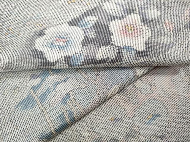 平和屋着物●本場大島紬　白大島　7マルキ　道長花文　正絹　逸品　未使用　CABD0152ut