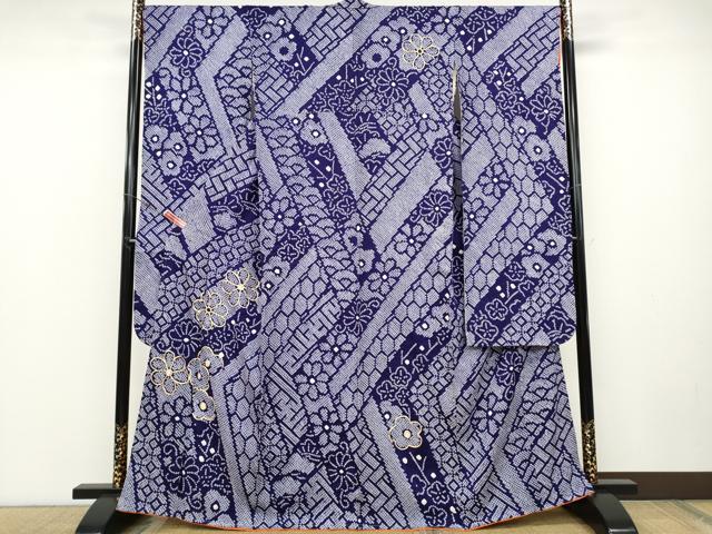 平和屋着物●豪華振袖　総絞り　駒刺繍　吉祥舞花文　正絹　逸品　CABD0153ut