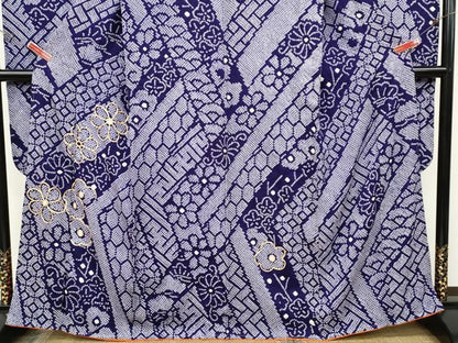 平和屋着物●豪華振袖　総絞り　駒刺繍　吉祥舞花文　正絹　逸品　CABD0153ut