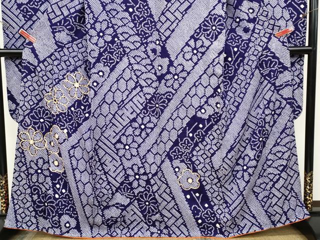 平和屋着物●豪華振袖　総絞り　駒刺繍　吉祥舞花文　正絹　逸品　CABD0153ut