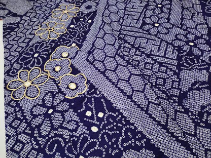 平和屋着物●豪華振袖　総絞り　駒刺繍　吉祥舞花文　正絹　逸品　CABD0153ut