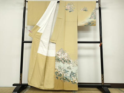 平和屋着物●訪問着　草花文　暈し染め　正絹　逸品　CABD0154ut