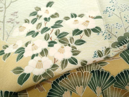 平和屋着物●訪問着　草花文　暈し染め　正絹　逸品　CABD0154ut