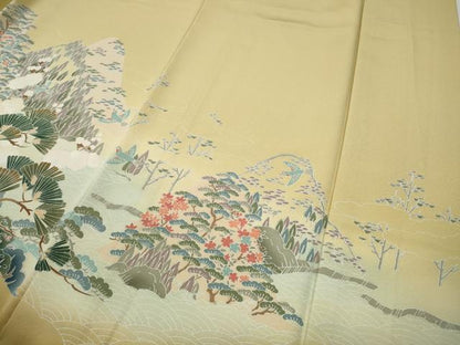 平和屋着物●訪問着　草花文　暈し染め　正絹　逸品　CABD0154ut