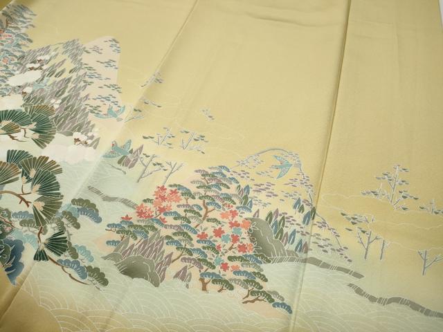平和屋着物●訪問着　草花文　暈し染め　正絹　逸品　CABD0154ut