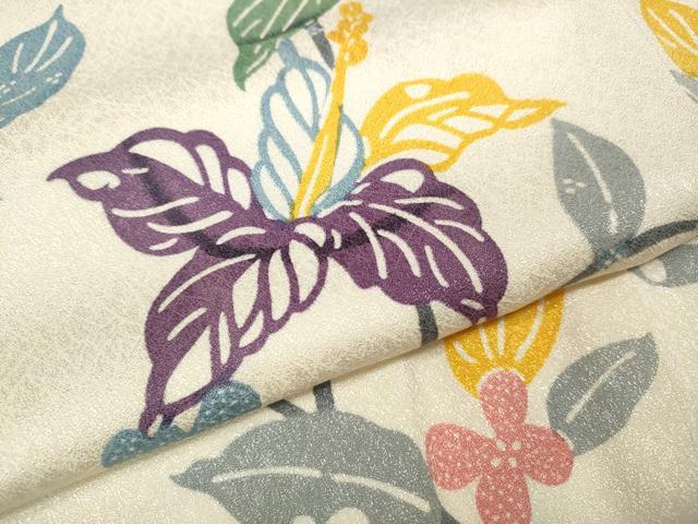 平和屋着物●上質な小紋　型染め　舞蝶枝花文　正絹　逸品　CABD0155ut