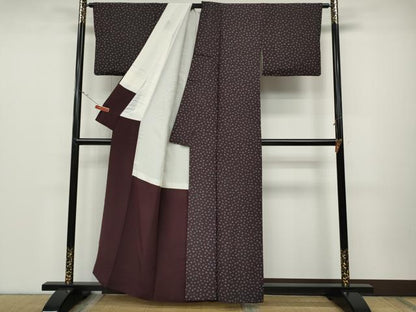 平和屋着物●上質な小紋　舞梅文　正絹　逸品　CABD0156ut