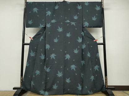 平和屋着物●染色の魔術師　染乃座・大久保玄才　そめのざ玄才　小紋　舞楓桜文　正絹　逸品　CABD0157ut