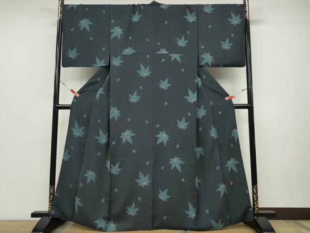 平和屋着物●染色の魔術師　染乃座・大久保玄才　そめのざ玄才　小紋　舞楓桜文　正絹　逸品　CABD0157ut