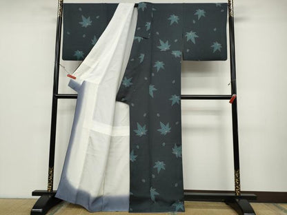 平和屋着物●染色の魔術師　染乃座・大久保玄才　そめのざ玄才　小紋　舞楓桜文　正絹　逸品　CABD0157ut