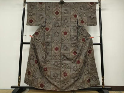 平和屋着物●本場大島紬　龍郷絣　吉祥花文　正絹　逸品　CABD0158ut