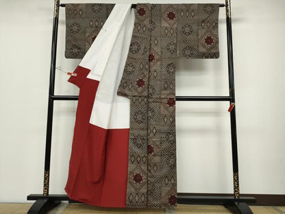 平和屋着物●本場大島紬　龍郷絣　吉祥花文　正絹　逸品　CABD0158ut