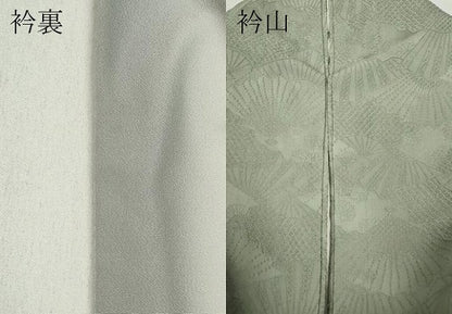 平和屋着物●上質な色無地　扇吉祥花地紋　柳鼠色　正絹　逸品　CABD0159ut