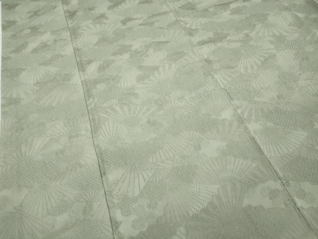 平和屋着物●上質な色無地　扇吉祥花地紋　柳鼠色　正絹　逸品　CABD0159ut