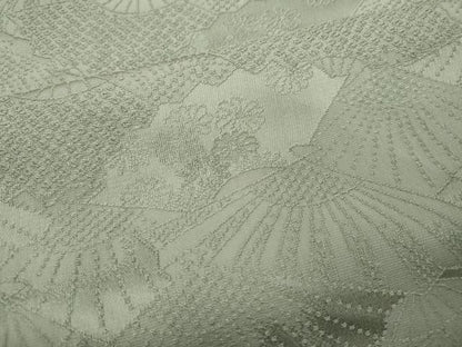 平和屋着物●上質な色無地　扇吉祥花地紋　柳鼠色　正絹　逸品　CABD0159ut