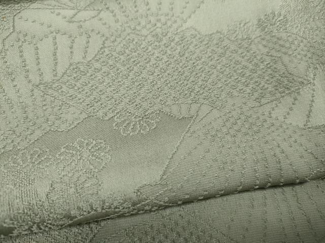 平和屋着物●上質な色無地　扇吉祥花地紋　柳鼠色　正絹　逸品　CABD0159ut