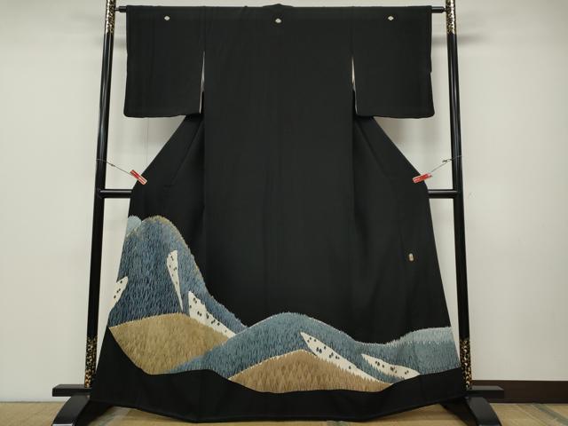 平和屋着物●本加賀友禅作家　木村雨山　黒留袖　樹林文　金糸　正絹　逸品　CABD0161ut