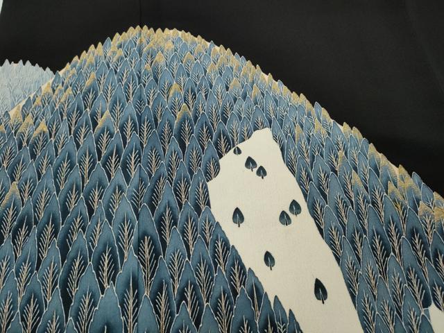 平和屋着物●本加賀友禅作家　木村雨山　黒留袖　樹林文　金糸　正絹　逸品　CABD0161ut