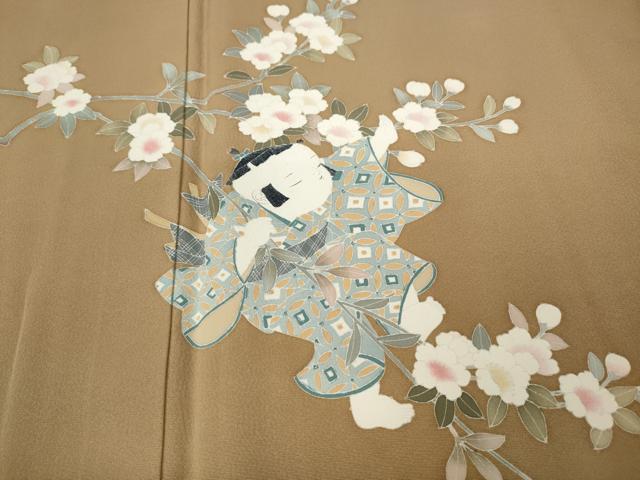 平和屋着物●訪問着　童子遊び　枝花文　正絹　逸品　CABD0163ut