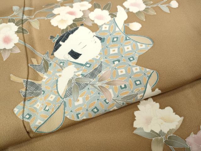 平和屋着物●訪問着　童子遊び　枝花文　正絹　逸品　CABD0163ut