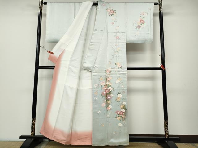 平和屋着物●訪問着　枝垂れ花文　金彩　正絹　逸品　CABD0165ut