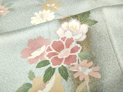 平和屋着物●訪問着　枝垂れ花文　金彩　正絹　逸品　CABD0165ut