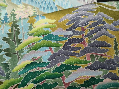 平和屋着物●十日町友禅作家　岡村蒼風　黒留袖　遠山草花文　暈し染め　鈴乃屋扱い　正絹　逸品　CABD0166ut