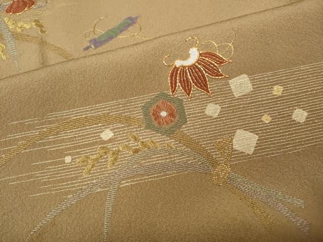 平和屋着物●訪問着　駒刺繍　稲　宝尽くし文　金彩　正絹　逸品　CABD0167ut