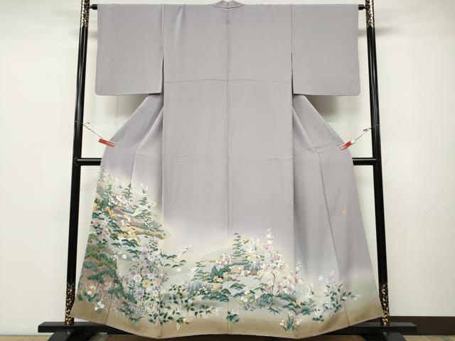 平和屋着物●豪華色留袖　作家物　風景飛鶴草花文　暈し染め　正絹　逸品　CABD0168ut