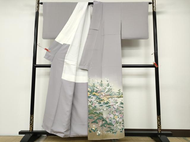 平和屋着物●豪華色留袖　作家物　風景飛鶴草花文　暈し染め　正絹　逸品　CABD0168ut