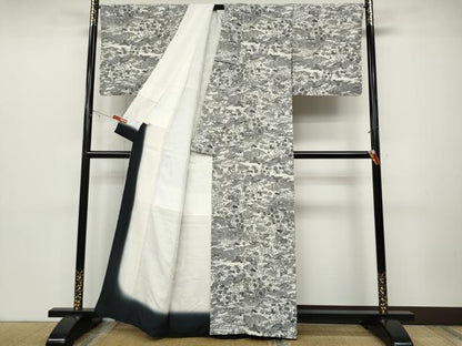平和屋着物●上質な小紋　風景草花文　正絹　逸品　CABD0172ut