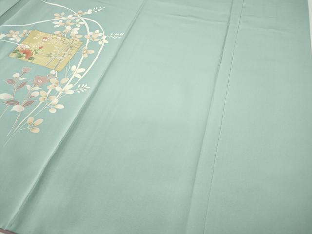 平和屋着物●訪問着　駒刺繍　色紙重ね草花文　金彩　正絹　逸品　CABD0178ut