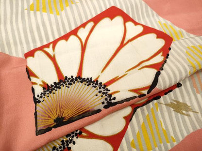 平和屋着物●長襦袢　袷　吉祥花文　金彩　正絹　逸品　CABD0179ut