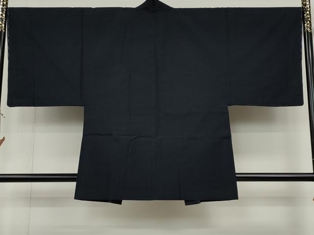 平和屋着物●男性　紬　アンサンブル　濃藍色　正絹　逸品　未使用　CABD0183ut
