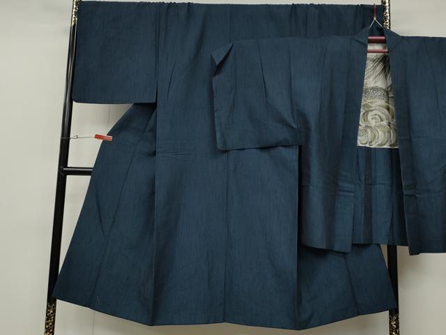 平和屋着物●男性 紬 アンサンブル 霞文 キングサイズ 正絹 逸品 CABD0185ut