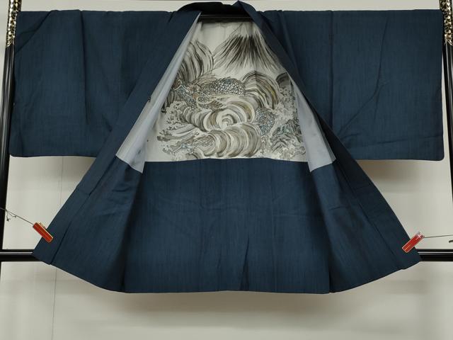平和屋着物●男性 紬 アンサンブル 霞文 キングサイズ 正絹 逸品 CABD0185ut