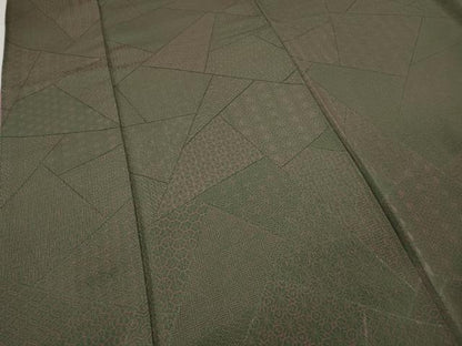 平和屋着物●上質なお召　切嵌吉祥文　正絹　逸品　CABD0186ut