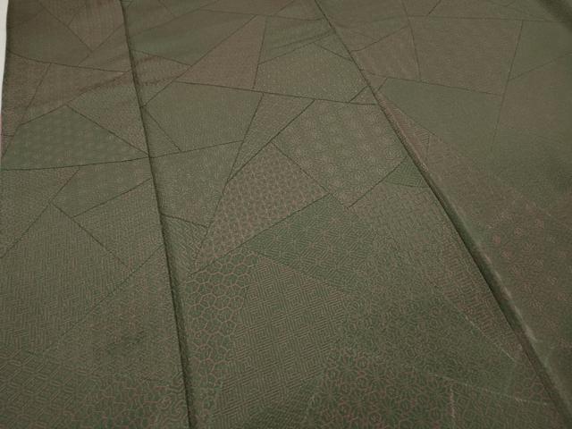 平和屋着物●上質なお召　切嵌吉祥文　正絹　逸品　CABD0186ut