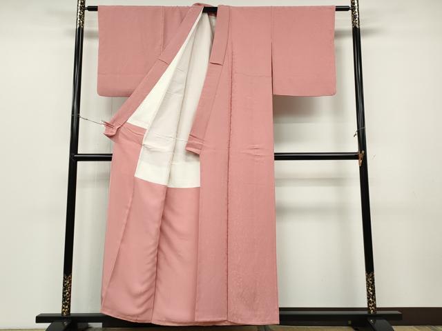 平和屋着物●上質な色無地　花唐草地紋　桃色　正絹　逸品　CABD0187ut
