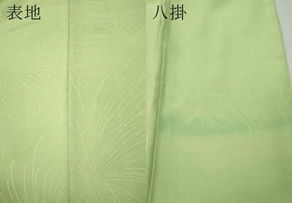 平和屋着物●上質な色無地　乱菊地紋　若菜色　正絹　逸品　CABD0188ut