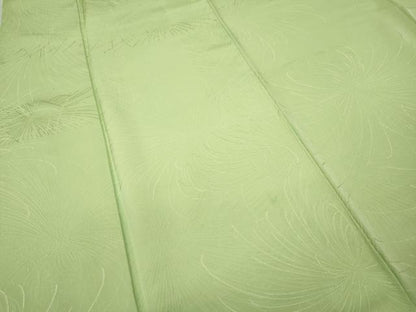 平和屋着物●上質な色無地　乱菊地紋　若菜色　正絹　逸品　CABD0188ut