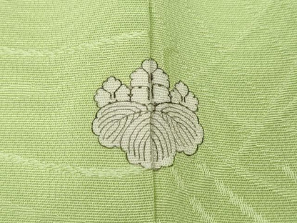 平和屋着物●上質な色無地　乱菊地紋　若菜色　正絹　逸品　CABD0188ut