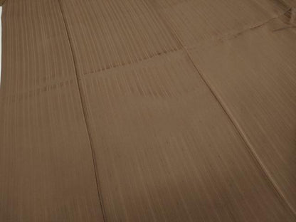 平和屋着物●上質な色無地　縞地紋　銀煤竹色　正絹　逸品　CABD0189ut