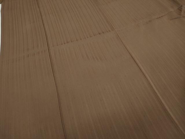 平和屋着物●上質な色無地　縞地紋　銀煤竹色　正絹　逸品　CABD0189ut