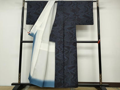 平和屋着物●結城紬　100亀甲　流水文　正絹　逸品　CABD0191ut