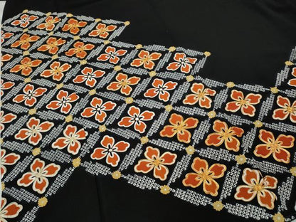 平和屋着物●豪華黒留袖　駒刺繍　花菱文　金彩　正絹　逸品　CABD0193ut