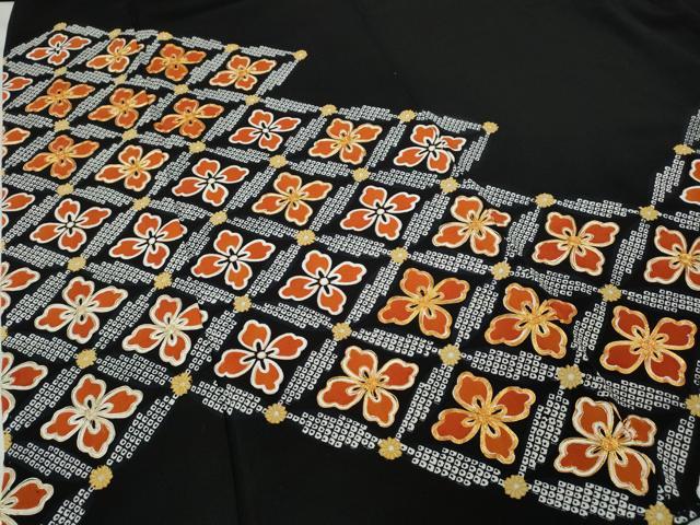 平和屋着物●豪華黒留袖　駒刺繍　花菱文　金彩　正絹　逸品　CABD0193ut