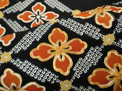 平和屋着物●豪華黒留袖　駒刺繍　花菱文　金彩　正絹　逸品　CABD0193ut
